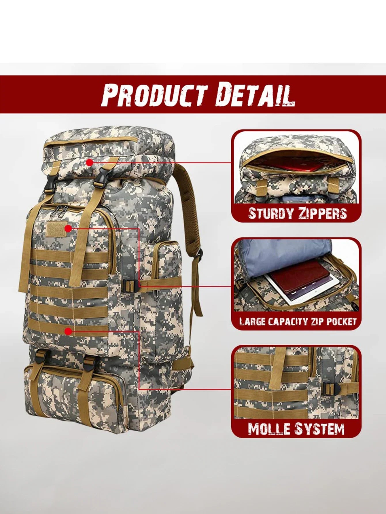 Sac à Dos Tactique 80L / 100L – Grand Volume pour Randonnée, Camping & Trekking - BLACKBEARD OUTDOOR INDUSTRIES