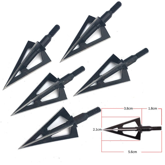 3/6/12/24/60pcs Broadheads Hunting 3 Blades Arrowheads Black Tip Steel For Bow And Crossbow Arrow Head Stainless Steel BLACKBEARD OUTDOOR INDUSTRIES