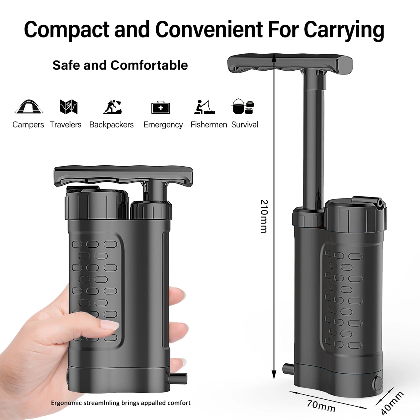 Pompe Purificateur d’Eau avec Filtre 0.01 Micron – Système de Filtration Portable pour Survie, Camping & Randonnée - BLACKBEARD OUTDOOR INDUSTRIES