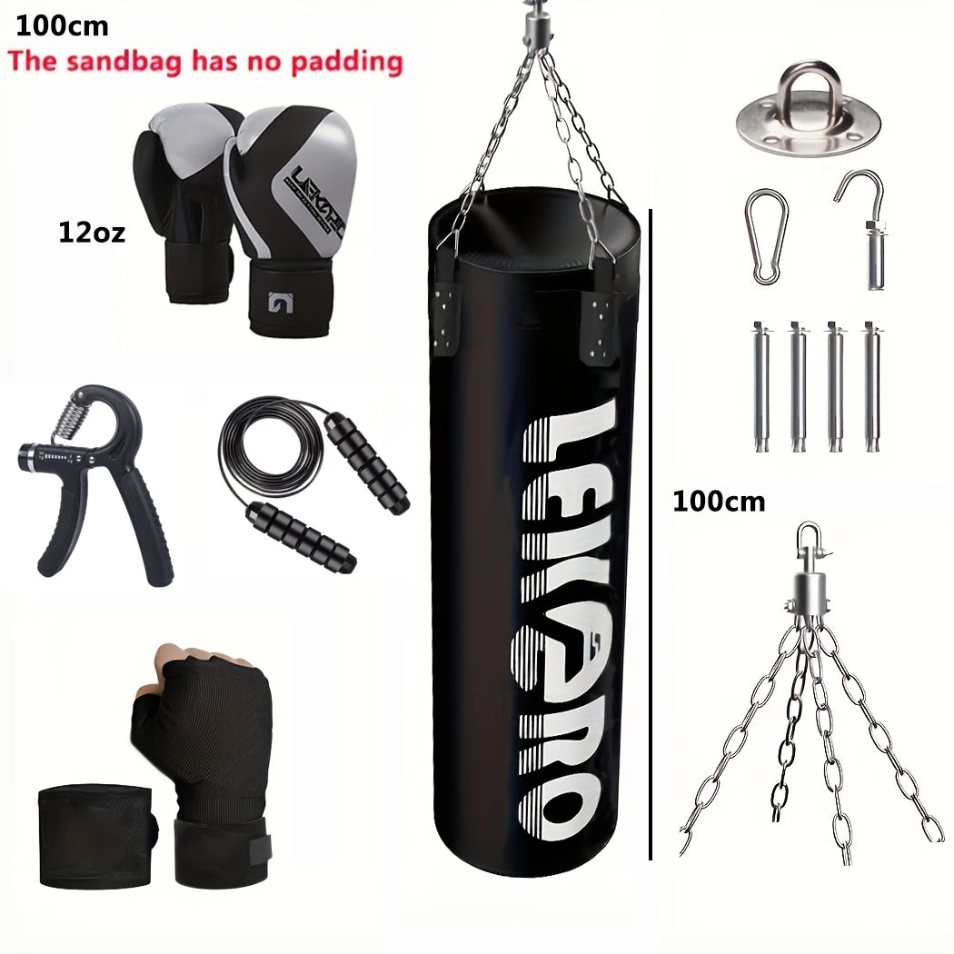 Sac de Frappe Suspendu - Haute Résistance (Non Rempli) pour Boxe, MMA, Kickboxing - Sac de Frappe d'Entraînement avec Gants - Idée Cadeau pour Passionnés de Boxe - BLACKBEARD OUTDOOR INDUSTRIES