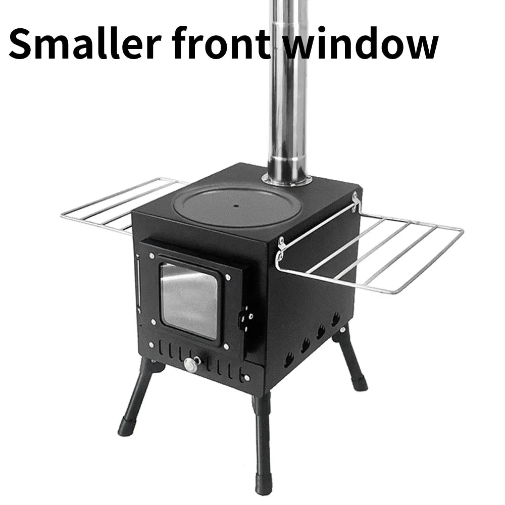 Poêle à Bois de Camping Extérieur – Chauffage Pliable en Acier Inoxydable avec Fenêtre d’Observation pour Tente, Cheminée de Patio - BLACKBEARD OUTDOOR INDUSTRIES