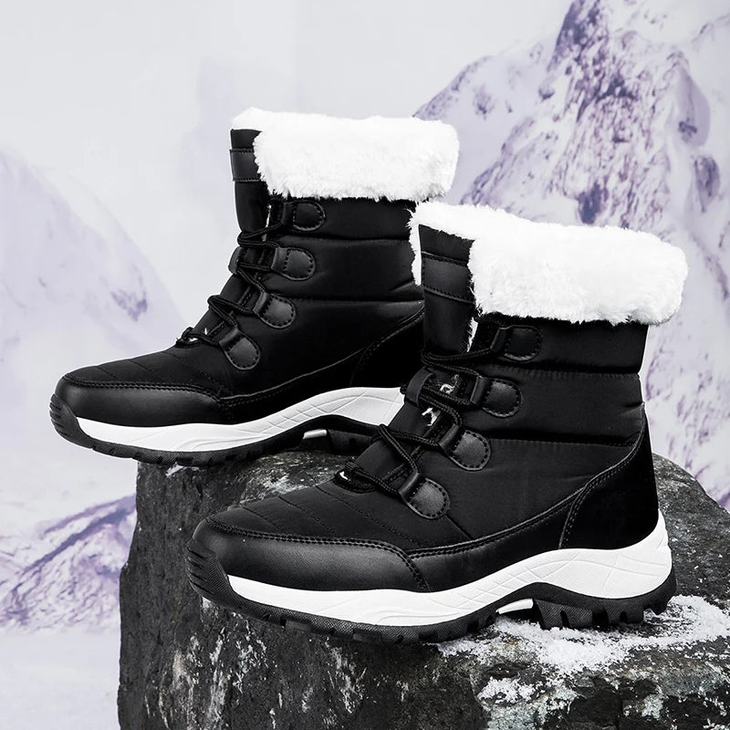 Bottes de Neige Femme Hiver 2024 – Sneakers Chaudes à Fourrure, Semelle Épaisse, Imperméables – Bottines Mi-mollet Outdoor - BLACKBEARD OUTDOOR INDUSTRIES