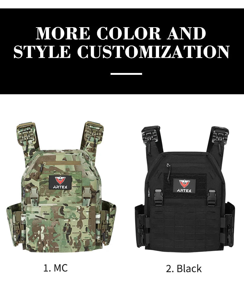 Gilet Tactique ARTEX - Gilet de Combat Léger à Libération Rapide - Porte-Plates 1000D en Polyester avec Système MOLLE - Chaleco Tactico - Gilet Militaire BLACKBEARD OUTDOOR INDUSTRIES