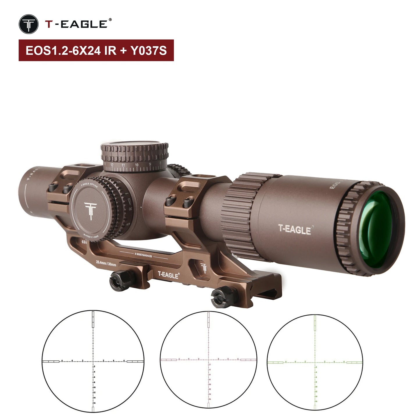 T-EAGLE EOS 1.2-6x24 IR - Lunette de Précision Tactique pour Fusil de Chasse avec Réticule Illuminé, Viseur Collimateur et Support Picatinny - BLACKBEARD OUTDOOR INDUSTRIES