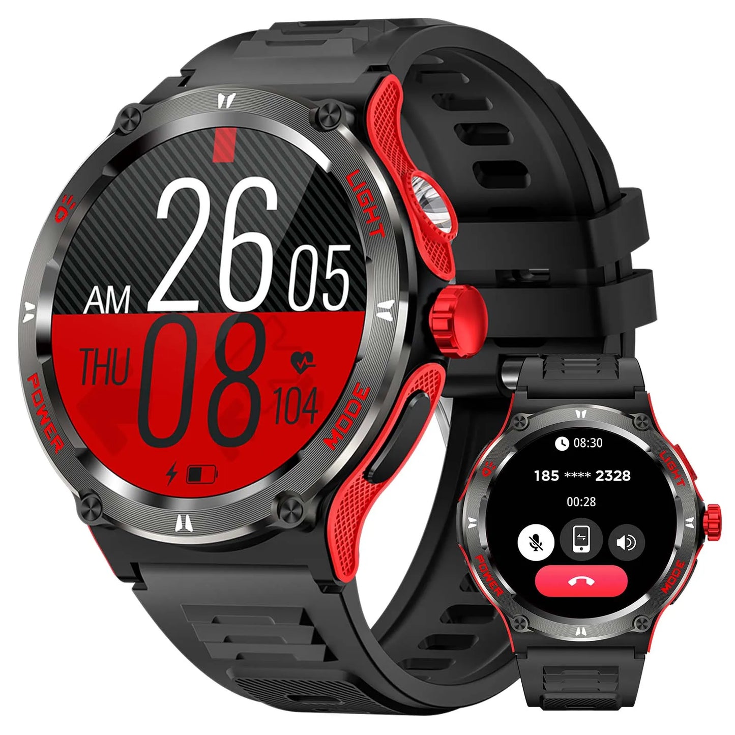 KT76 – Montre Connectée Sport Homme avec Boussole, Lampe LED et Suivi Santé - BLACKBEARD OUTDOOR INDUSTRIES