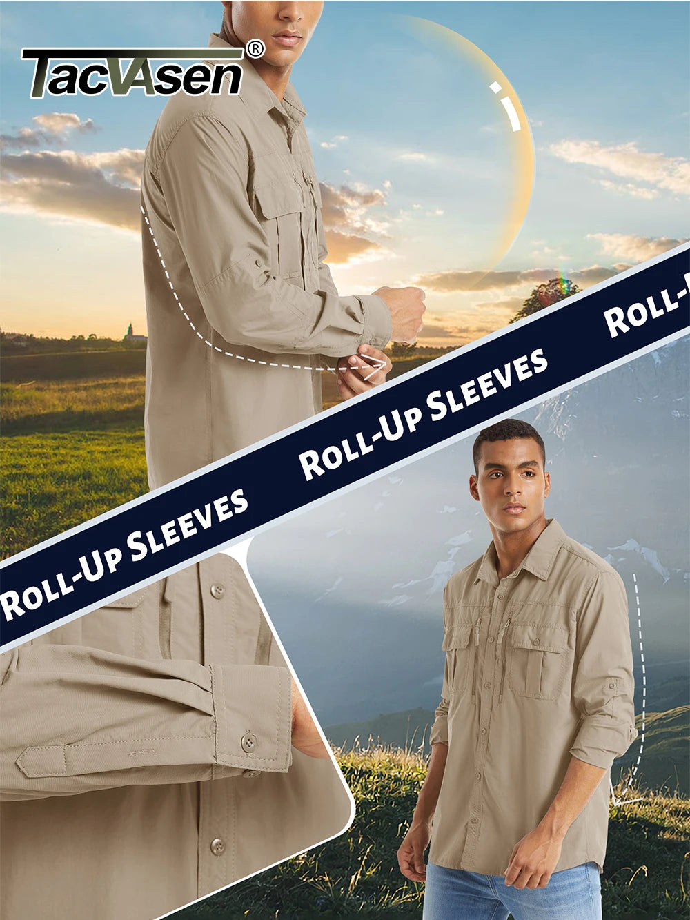 Chemise Cargo Homme TACVASEN – Respirante & Séchage Rapide Manches longues • Multi-poches • Randonnée, Pêche, Travail, Outdoor - BLACKBEARD OUTDOOR INDUSTRIES