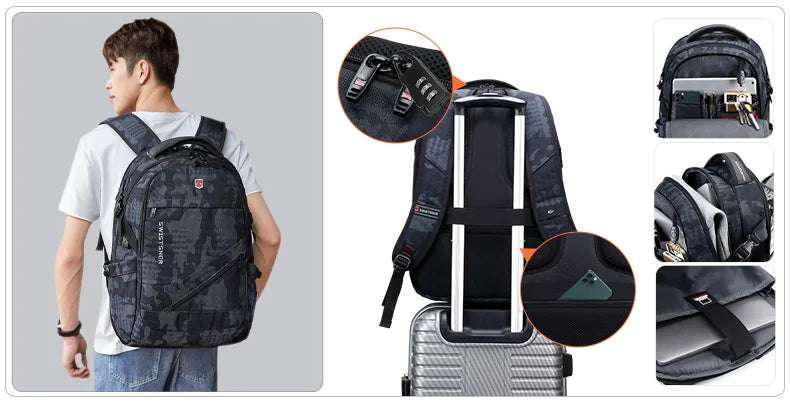 Sac à Dos Imperméable 20 pouces avec Port USB – Sac École et Voyage Antivol Unisexe à Haute Capacité - BLACKBEARD OUTDOOR INDUSTRIES