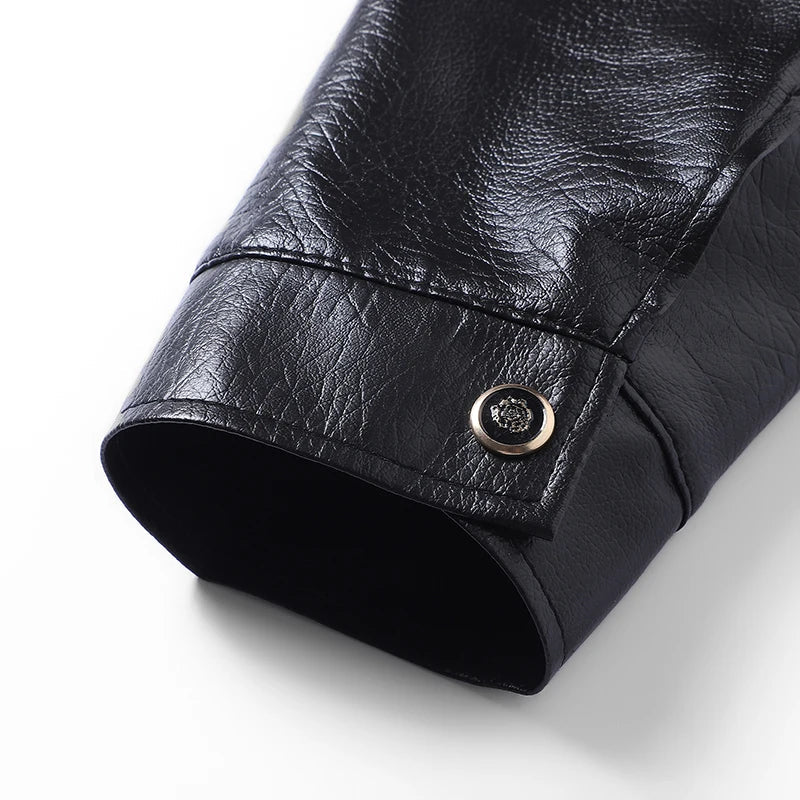 YJKVUR Men's Fleece-Lined Warm Faux Leather Jacket Waterproof Windproof Autumn Winter New Arrival Man Motorcycle Stylish Coat  BLACKBEARD OUTDOOR INDUSTRIES