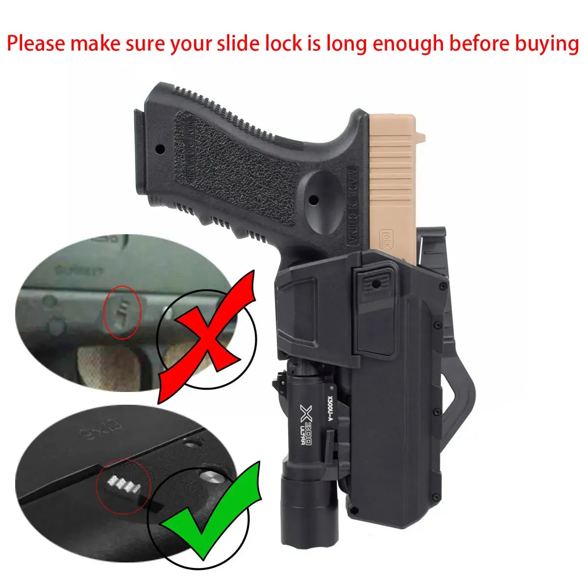 Holster Tactique pour Pistolet Glock 17/18/19 et Colt M1911 – Compatible X300/X400 Lampe/Tactical Laser Ma boutique