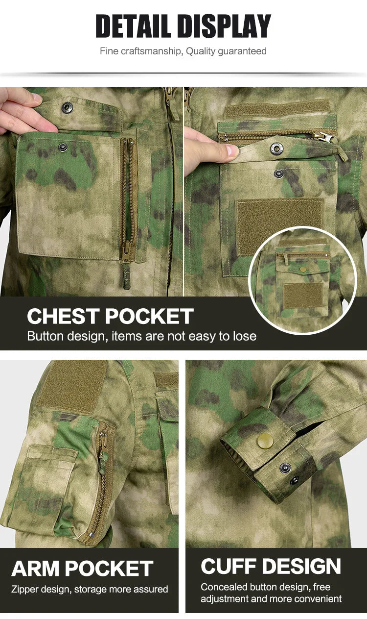 Set de Vêtements Tactiques BDU - Chemise et Pantalon Camouflage pour Entraînement en Plein Air, Randonnée, Chasse, Airsoft, Sniper, Combat, Ghillie Suit - BLACKBEARD OUTDOOR INDUSTRIES