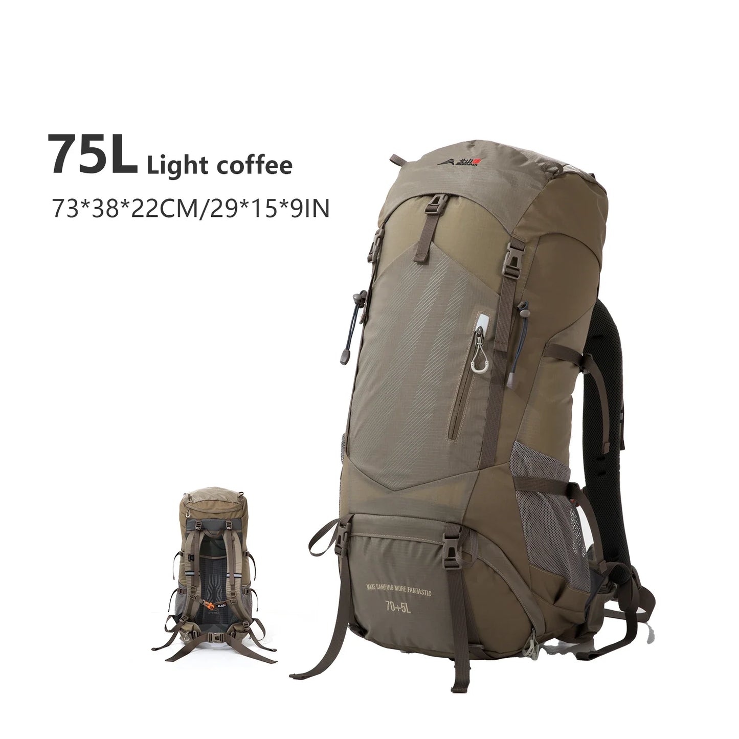 BISINNA Sac à Dos de Randonnée 70L – Avec Housse de Pluie Intégrée - BLACKBEARD OUTDOOR INDUSTRIES