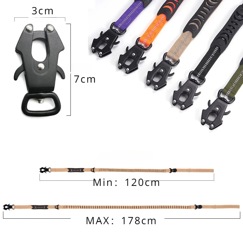 Laisse Tactique Élastique Réfléchissante avec Amortisseur de Chocs et Ceinture de Sécurité – Spécial Grands Chiens Ma boutique