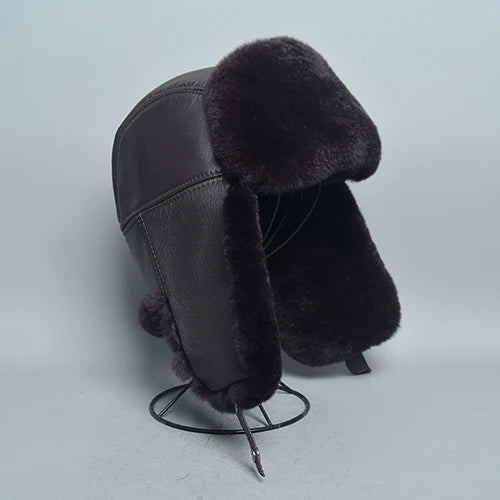 Chapka Bombardier Mixte en Véritable Fourrure de Lapin Rex et Cuir de Mouton – Modèle Ushanka Hiver - BLACKBEARD OUTDOOR INDUSTRIES