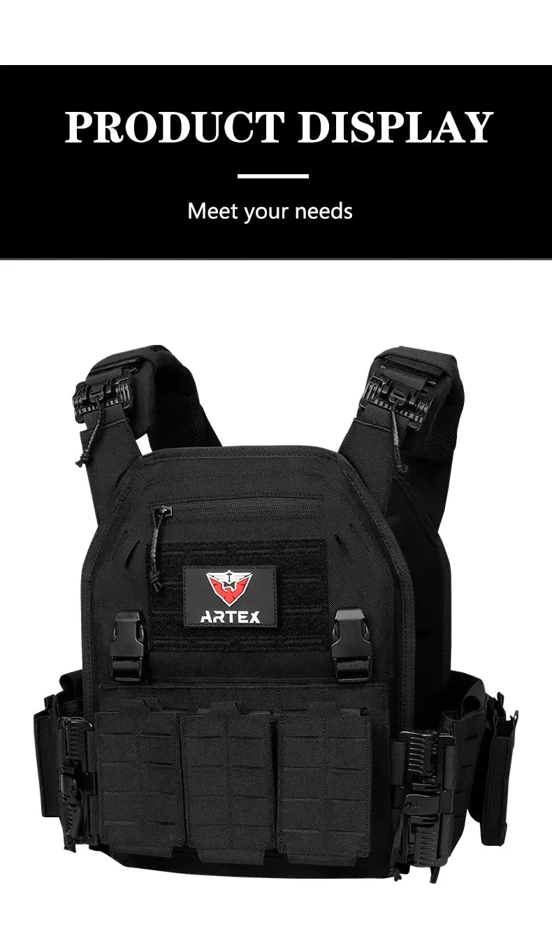 Gilet Tactique ARTEX Plate Carrier – Dégrafe Rapide, Molle Laser Cut, 1000D Ma boutique