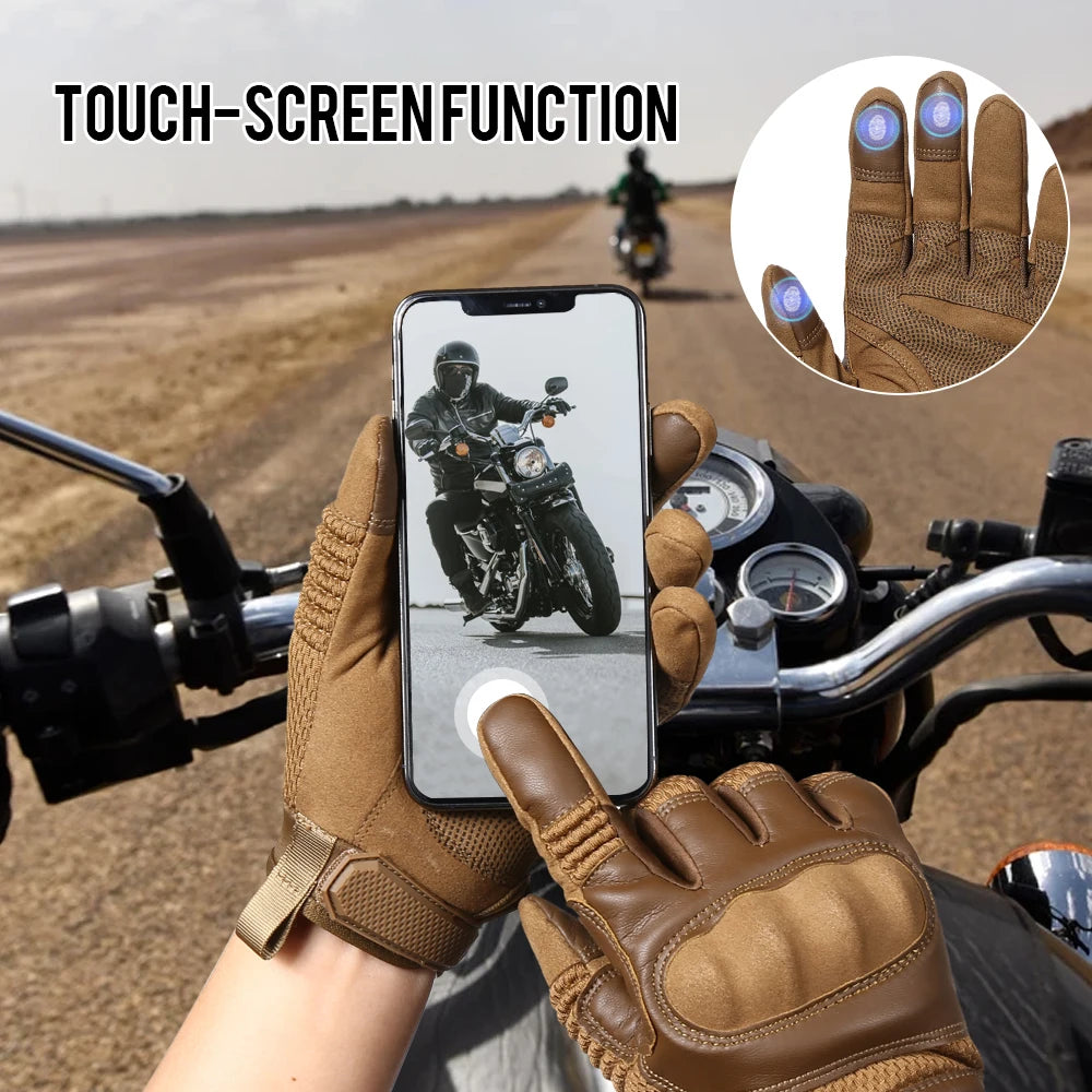 Gants Moto Tactiles en Cuir PU – Protection Totale & Confort Haut de Gamme - BLACKBEARD OUTDOOR INDUSTRIES