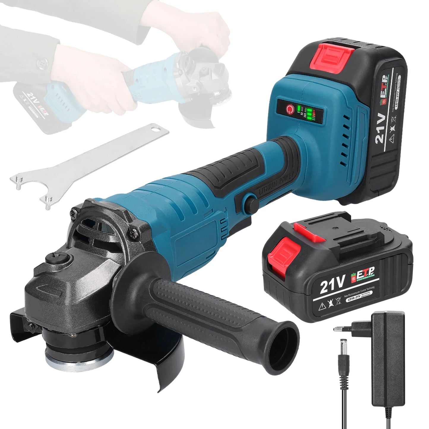 Meuleuse d'Angle Sans Fil 21V - Outil Professionnel avec 2 Batteries et Moteur brushless BLACKBEARD OUTDOOR INDUSTRIES