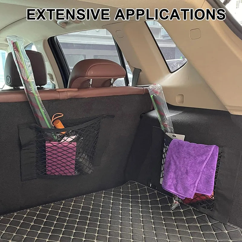 Filet de Rangement Universel Double Maille pour Coffre de Voiture – Anti-Glisse, Fixation Extincteur, Organisation Multi-Usage - BLACKBEARD OUTDOOR INDUSTRIES