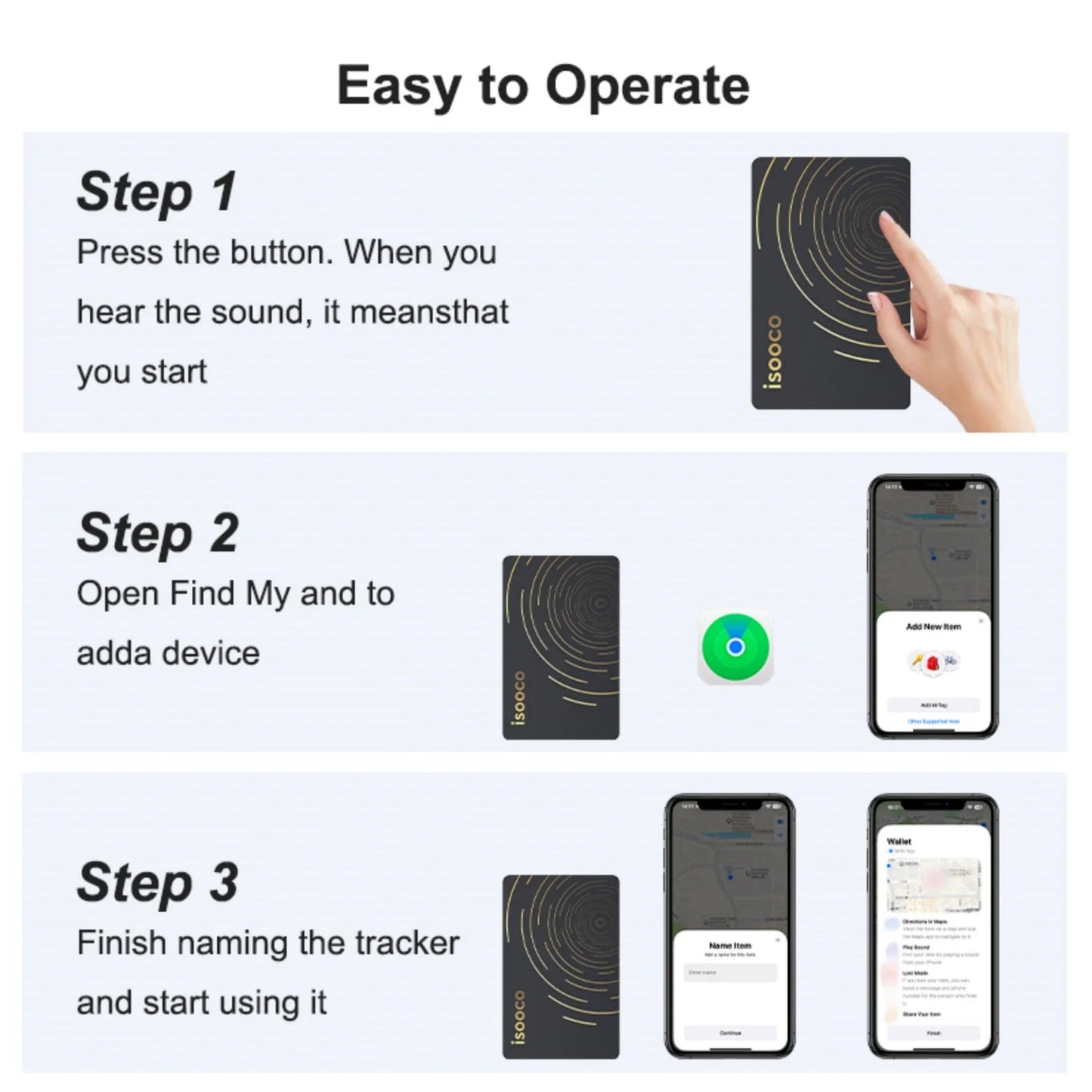 Isooco Bluetooth Tracker - Localisateur Intelligent Anti-perte, Utilisation avec "Find My" (Uniquement iOS) BLACKBEARD OUTDOOR INDUSTRIES