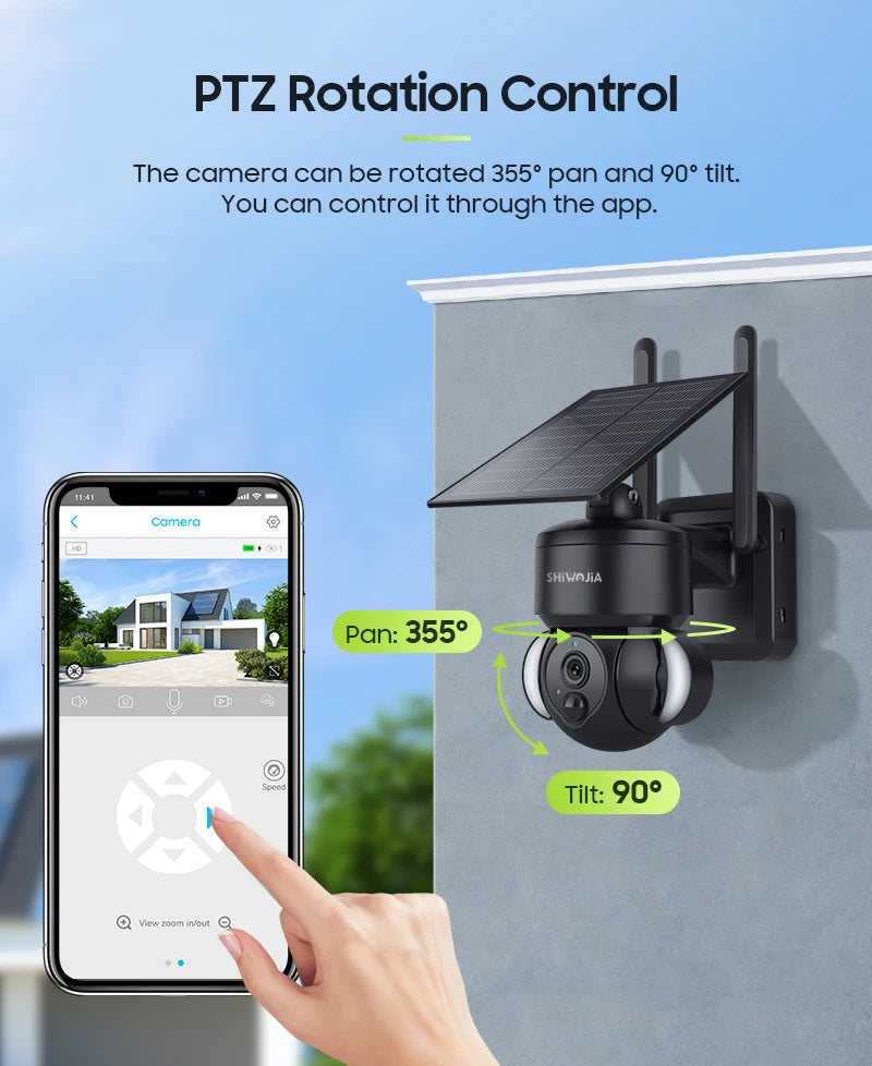 Caméra de Surveillance Solaire 4MP SHIWOJIA – 4G / WiFi | Batterie 7500mAh | PTZ 360° | Vision Nocturne Couleur | Audio Bidirectionnel | Étanche IP65 Ma boutique