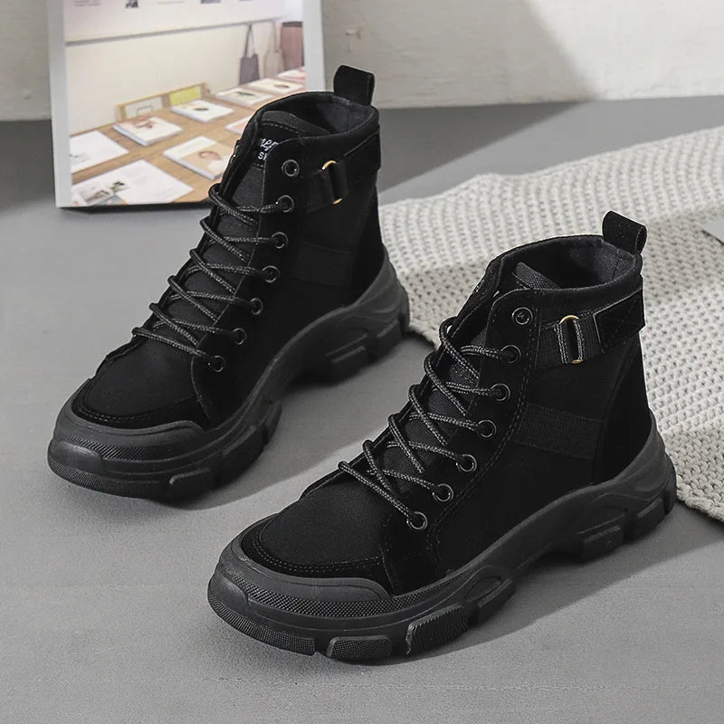 Bottines Femme en Toile – Style Désert & Moto – Hautes, Plates et Tendance – UXST - BLACKBEARD OUTDOOR INDUSTRIES