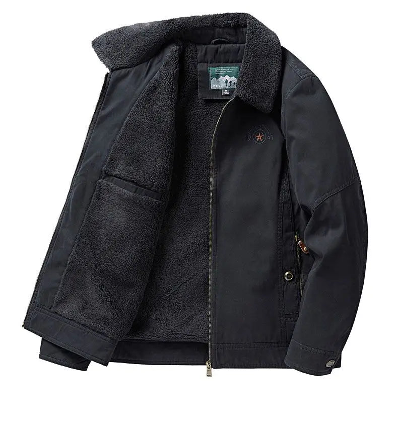 Autumn Winter Men's Cotton Thick Warm Fleece Jackets Stand Collar Fleece Lined Outdoor Workwear Warm Casual Style New Arrival BLACKBEARD OUTDOOR INDUSTRIES