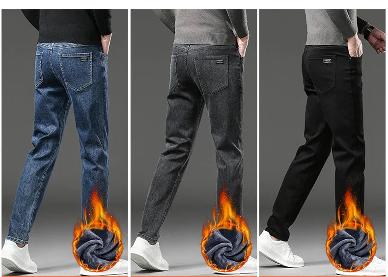 Jeans d'Hiver pour Homme - Coupe Slim Droite, Élastiques, Fleece Intérieur Chaud BLACKBEARD OUTDOOR INDUSTRIES