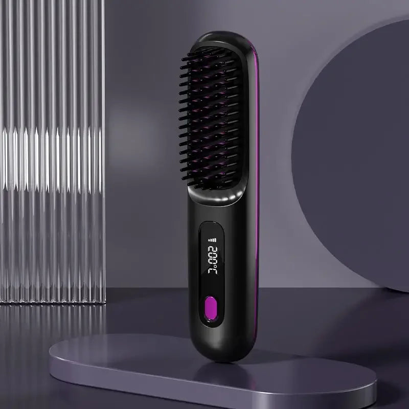Peigne Lissant Électrique USB LCD avec Chauffage Céramique – Brosse Lissante Rechargeable Sans Fil avec Ions Négatifs - BLACKBEARD OUTDOOR INDUSTRIES