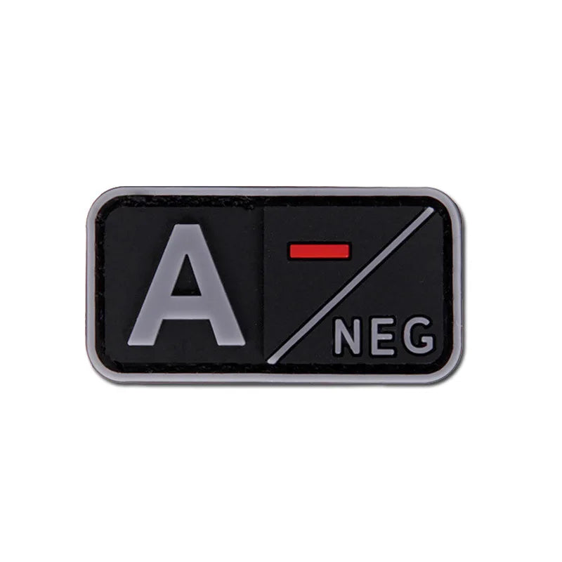 Patch Groupe Sanguin 3D PVC – A B AB O Rh + / - – Écusson Tactique Militaire Hook & Loop 5×2,5 cm - BLACKBEARD OUTDOOR INDUSTRIES