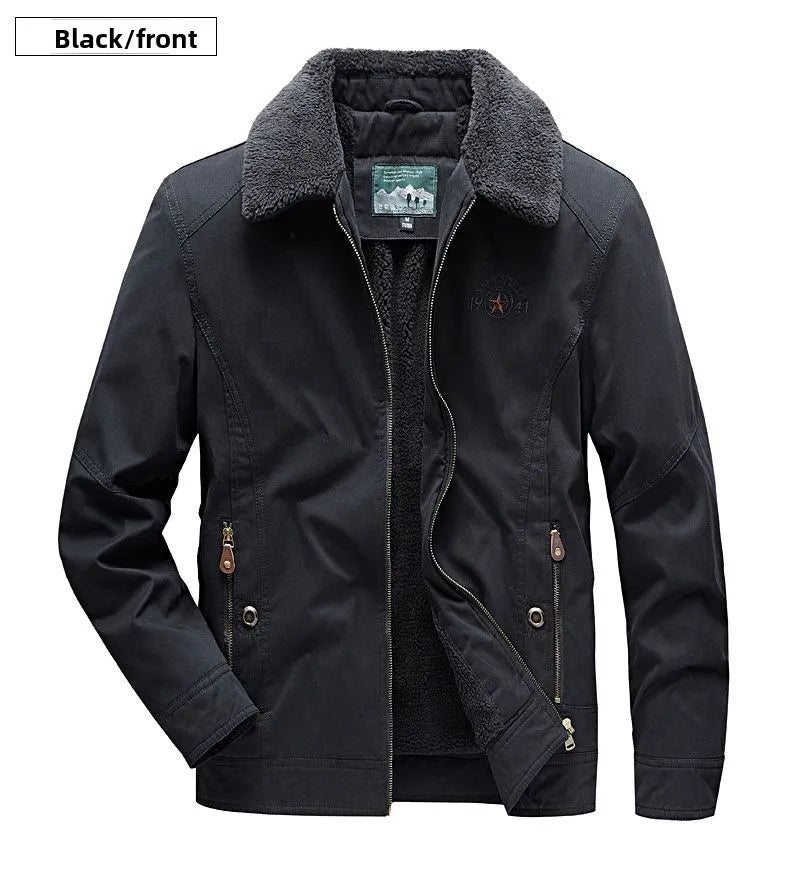 Autumn Winter Men's Cotton Thick Warm Fleece Jackets Stand Collar Fleece Lined Outdoor Workwear Warm Casual Style New Arrival BLACKBEARD OUTDOOR INDUSTRIES