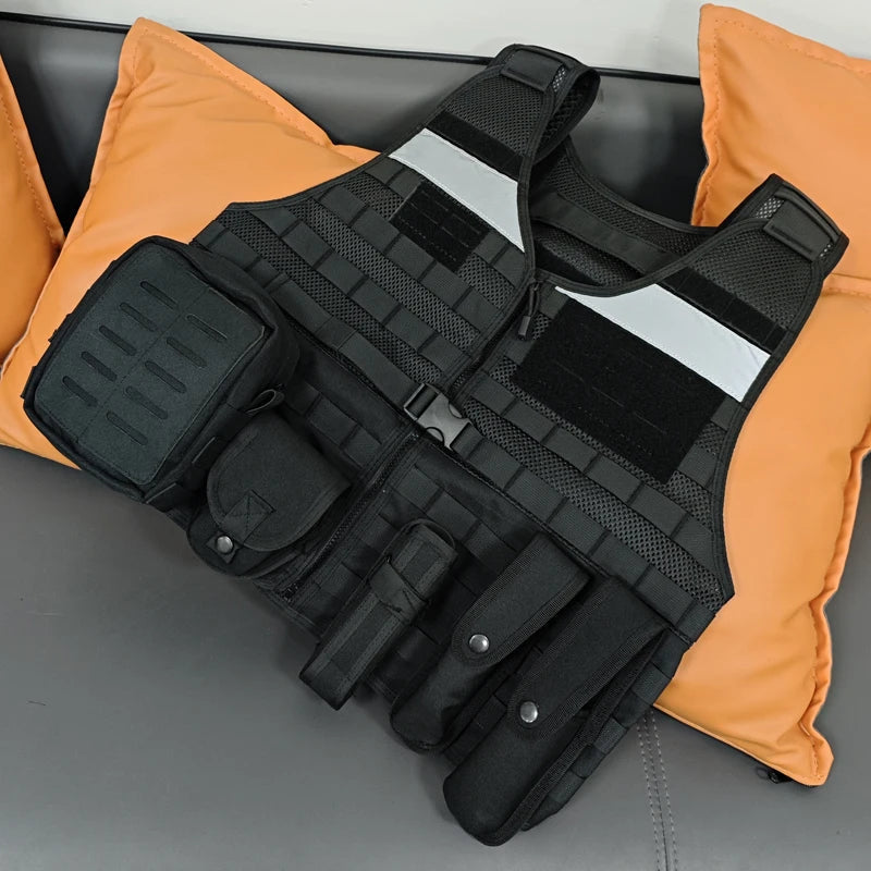 Gilet Tactique de Service Noir - Gilet de Combat Respirant Multifonctionnel pour Patrouille BLACKBEARD OUTDOOR INDUSTRIES