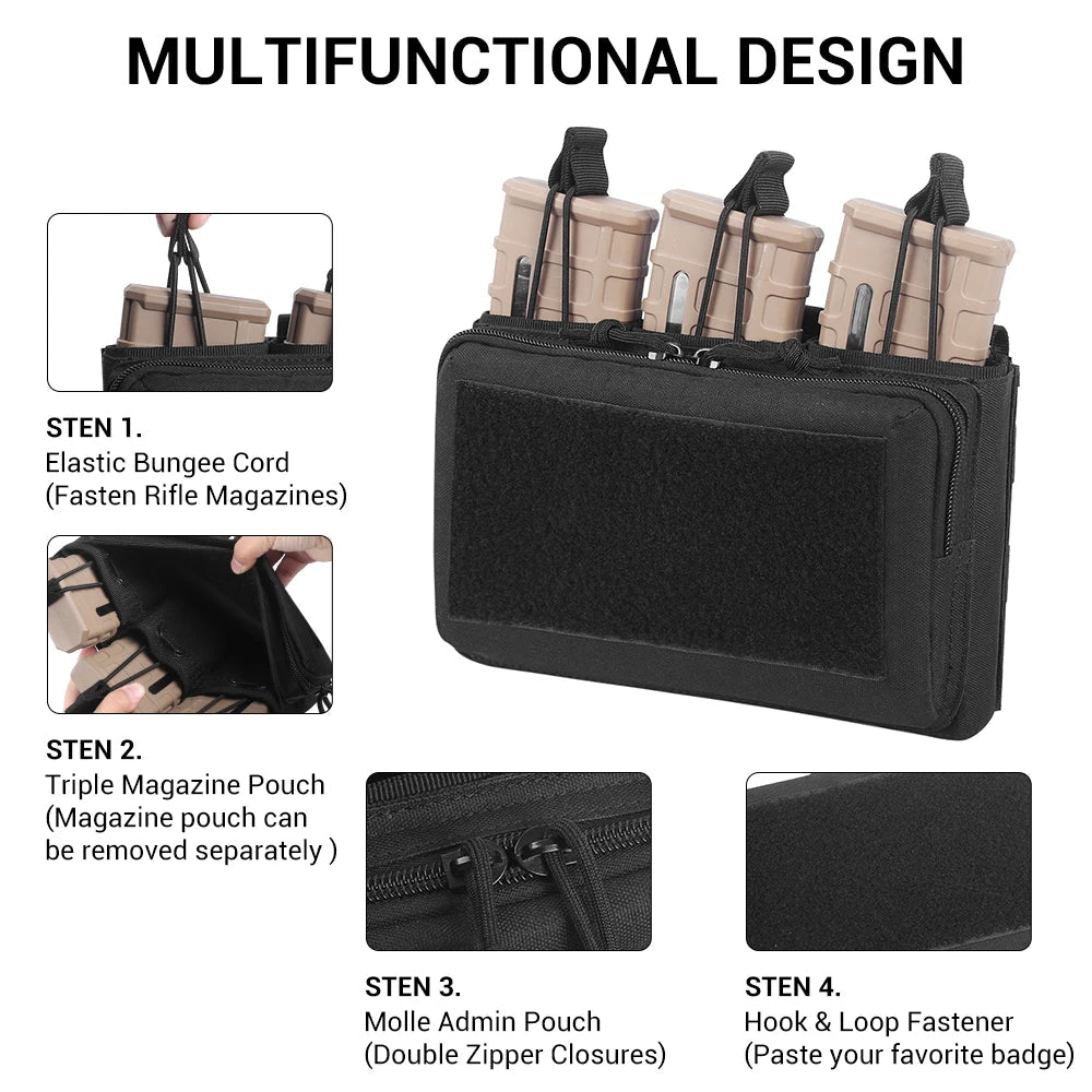 Poche à Chargeurs Tactique 5.56/.223 7.62mm pour M4 M16 AK AR avec Molle - Poche Triple à Accès Rapide BLACKBEARD OUTDOOR INDUSTRIES