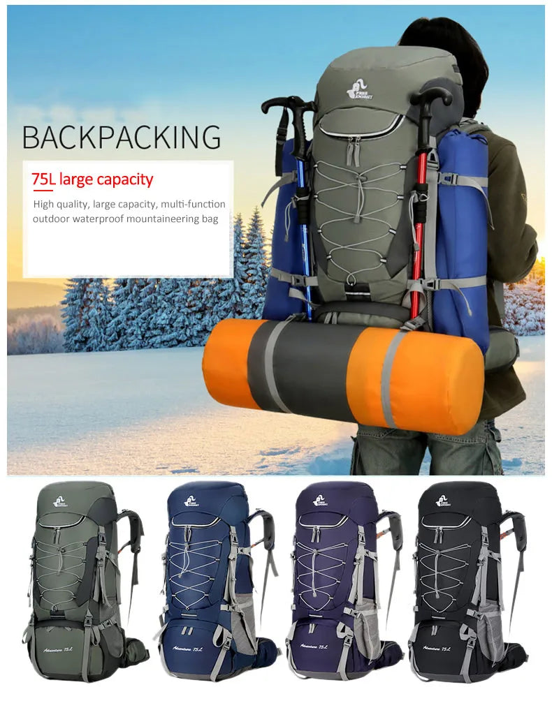 Sac à Dos de Camping 75L - Avec Housse de Pluie - Randonnée, Escalade, Trekking - Unisexe - BLACKBEARD OUTDOOR INDUSTRIES