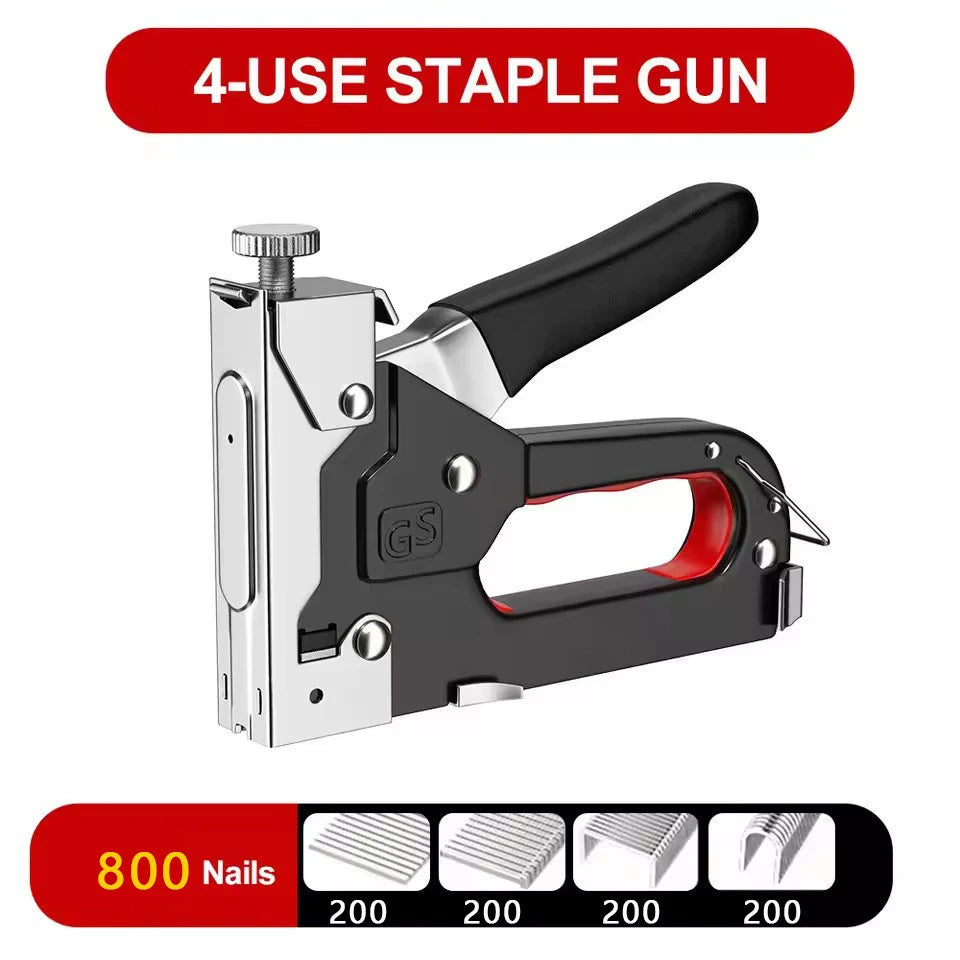 Pistolet à Clous Manuel 4 en 1 – Agrafeuse de Construction pour Bois et DIY avec 800 Agrafes BLACKBEARD OUTDOOR INDUSTRIES