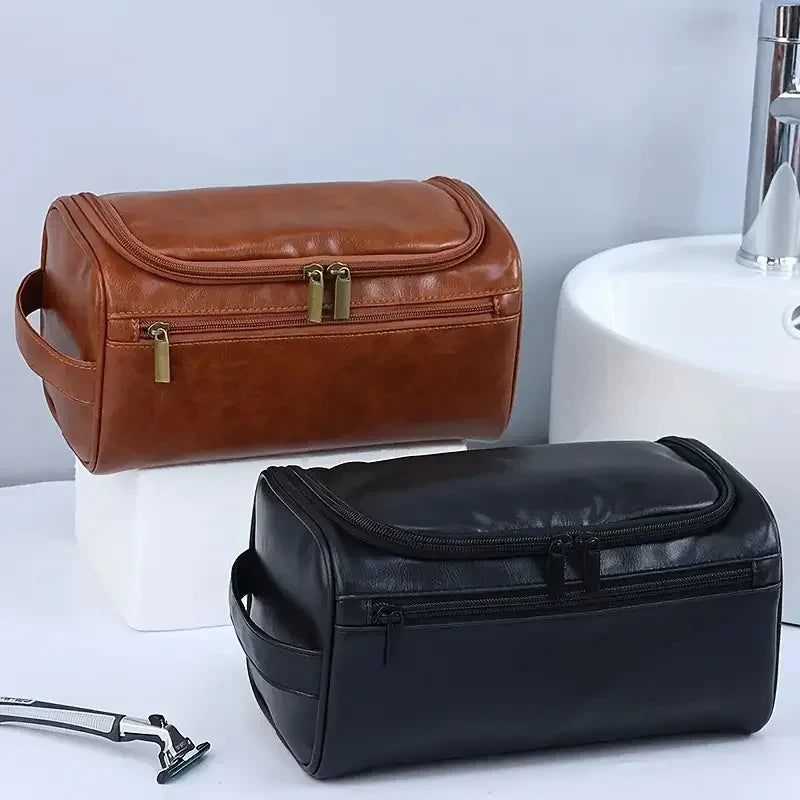 Trousse de Toilette en Cuir PU ou Toile – Grande Capacité & Accroche Murale | Unisexe, Idéale pour les Voyages - BLACKBEARD OUTDOOR INDUSTRIES