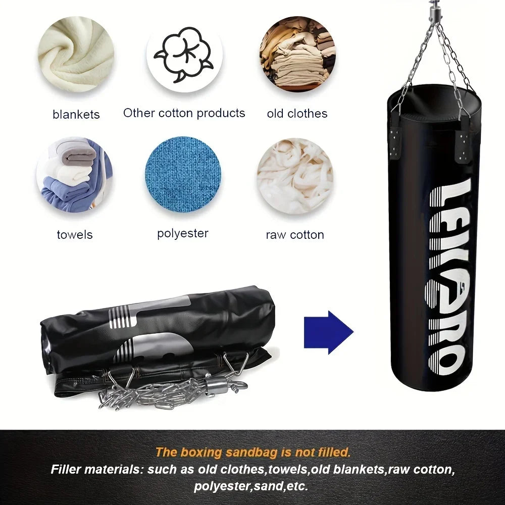 Sac de Frappe Suspendu - Haute Résistance (Non Rempli) pour Boxe, MMA, Kickboxing - Sac de Frappe d'Entraînement avec Gants - Idée Cadeau pour Passionnés de Boxe - BLACKBEARD OUTDOOR INDUSTRIES