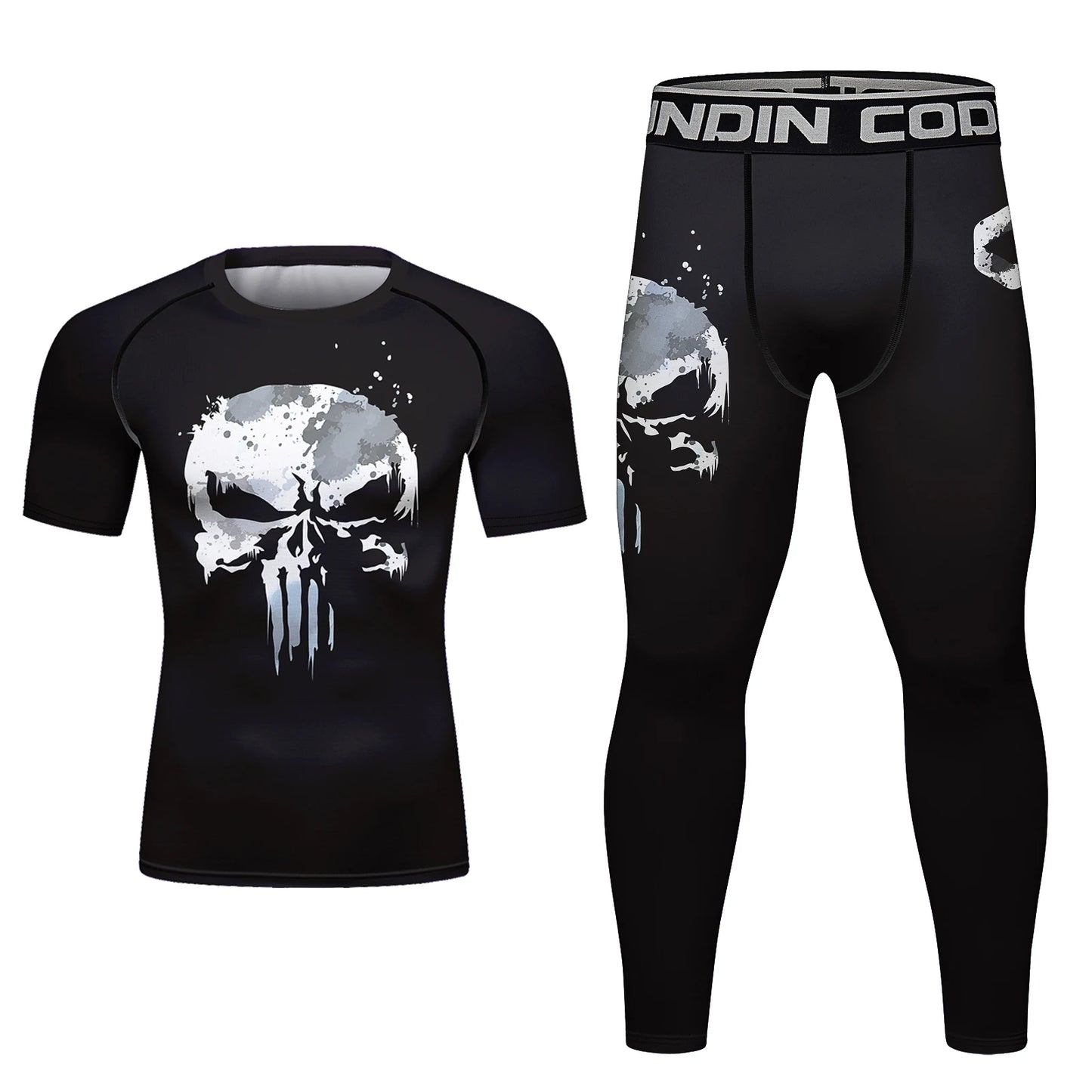 Ensemble T-shirt et Pantalon MMA Jiu Jitsu Skull pour Homme – Rashguard BJJ, Grappling Brésilien, Shorts MMA, Vêtements de Gym, Gi de Boxe, Maillots Muay Thai - BLACKBEARD OUTDOOR INDUSTRIES