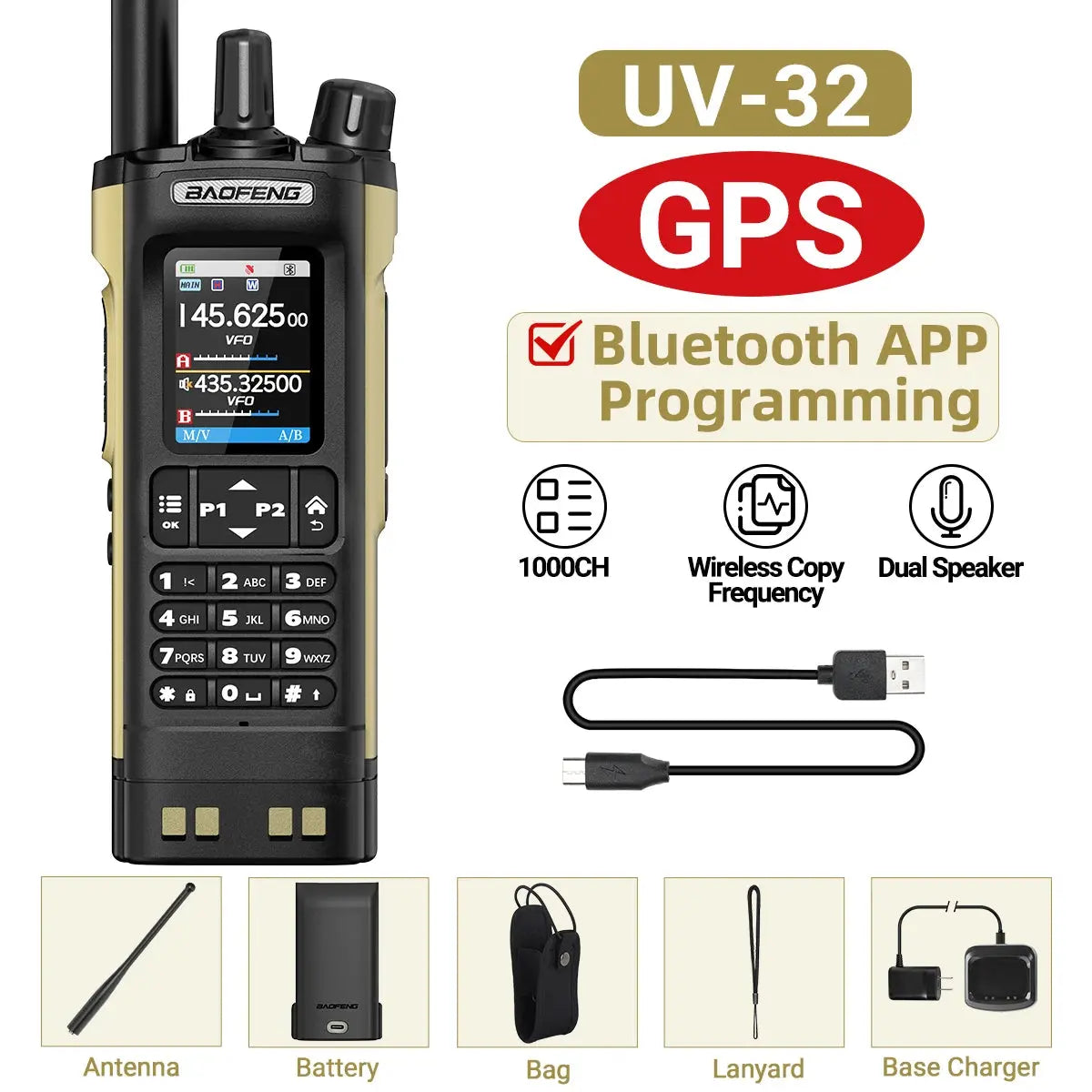 Talkie-Walkie Baofeng UV-32 – Programmation Bluetooth & GPS Intégré Ma boutique