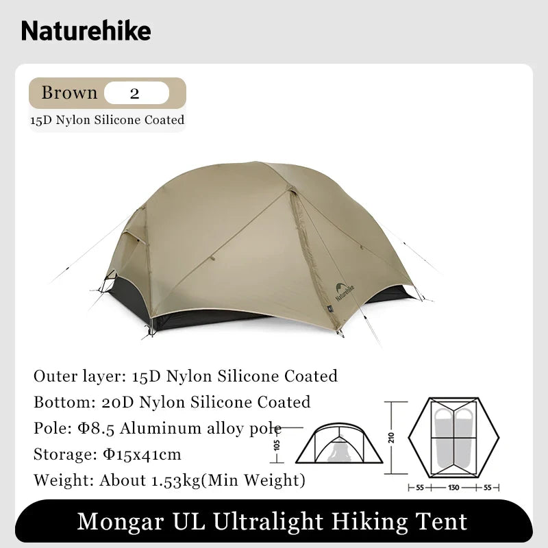 Naturehike Mongar UL Ultralight Camping Tent – Tente de Randonnée 3 Saisons Imperméable Double Couches - BLACKBEARD OUTDOOR INDUSTRIES