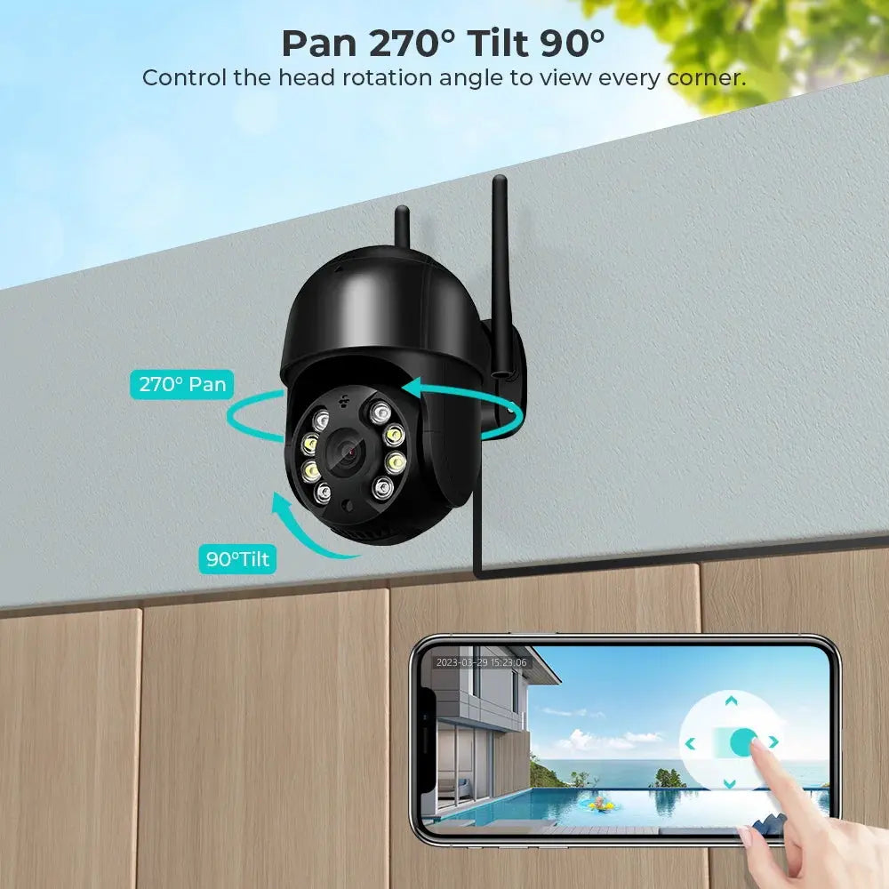 Caméra de Surveillance Extérieure PANEPO A8H – 8MP WiFi | Zoom 4X | Vision Nocturne Couleur | Détection Humaine AI | Étanche IP66 Ma boutique