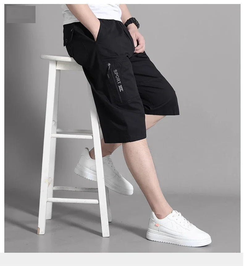 Short Cargo Homme - Poches Zippées, Taille Élastique, Coton Respirant, Style Décontracté Été Ma boutique