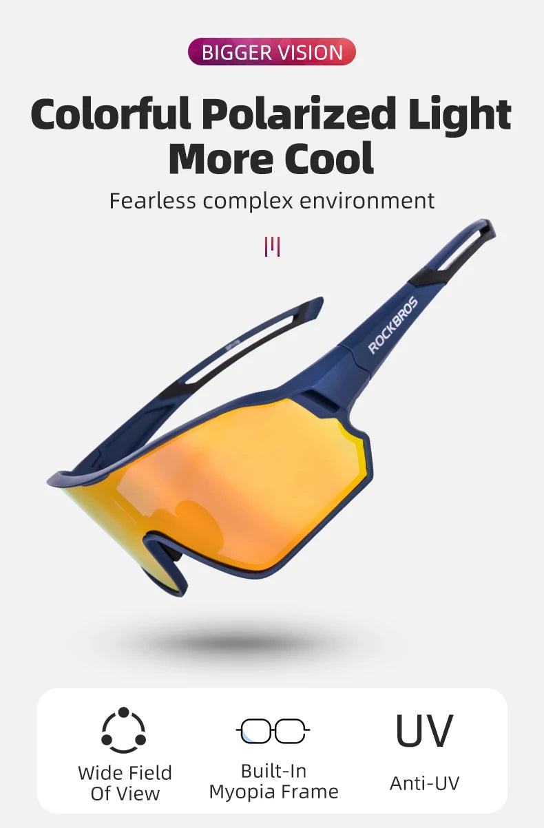 ROCKBROS Lunettes de Vélo Polarisées UV400 – Protection Solaire, Ultra-légères, Grand Cadre MTB & Route - BLACKBEARD OUTDOOR INDUSTRIES