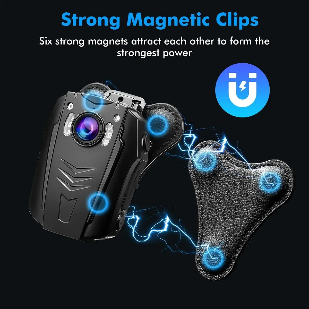 Support Magnétique pour Caméra Corporale BOBLOV – Clip à Suction Magnétique Universel avec 6 Aimants Puissants, Convient à Tous les Modèles de Caméras Corporelles KJ21 N9 - BLACKBEARD OUTDOOR INDUSTRIES