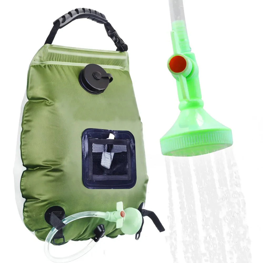 20L Solar Shower Bag – Sac Douche Solaire Portable 5 Gallons Vert Militaire pour Camping, Randonnée, Plage et Voyage - BLACKBEARD OUTDOOR INDUSTRIES