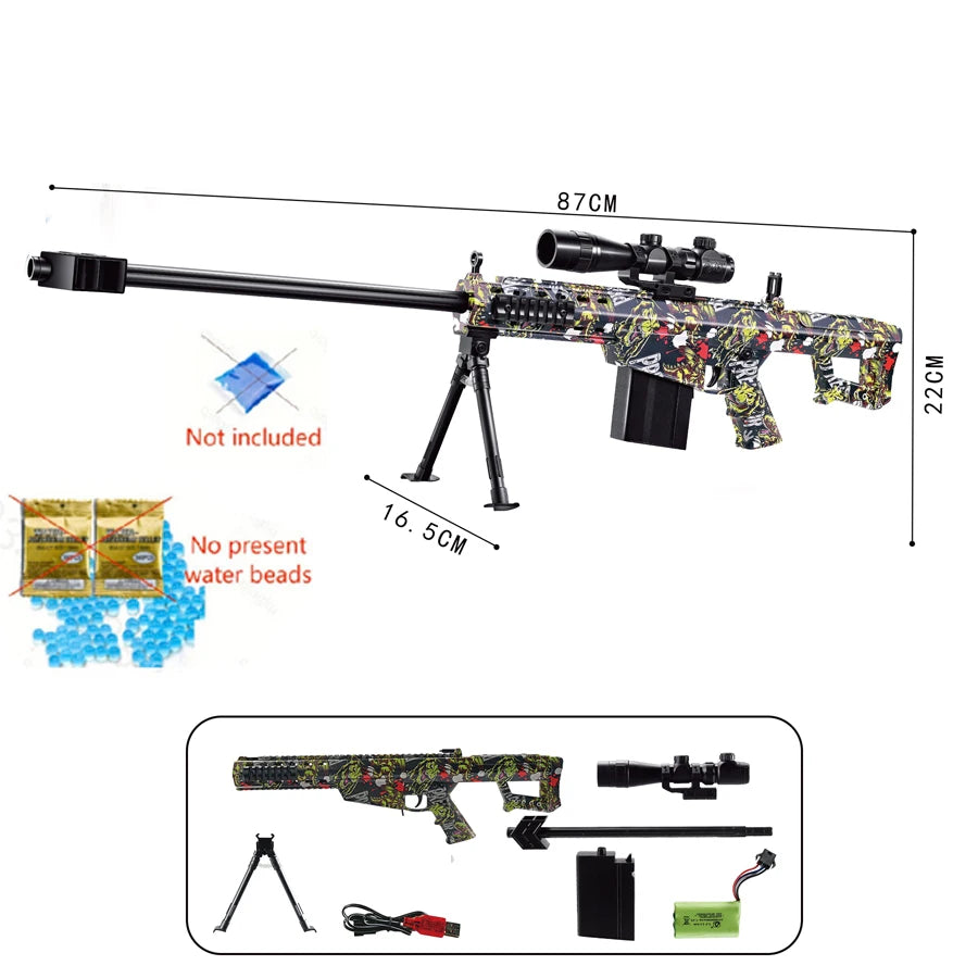 High-Speed Barrett Sniper Gun Toy with Gel Jet Bomb - 7.4V Dual/Automatic Mode Fully Automatic and Semi-Automatic Ma boutique