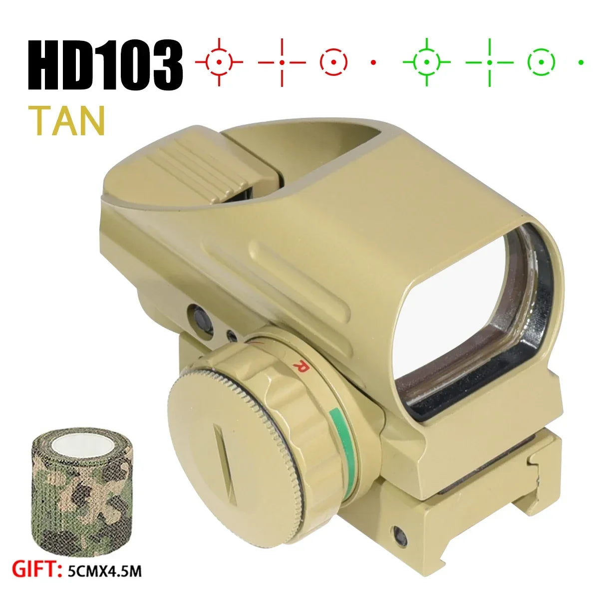 HD103 Red Dot Sight Rechargeable USB Type-C – 4 Réticules – Lunette de Visée Tactique pour Rail 20 mm - BLACKBEARD OUTDOOR INDUSTRIES