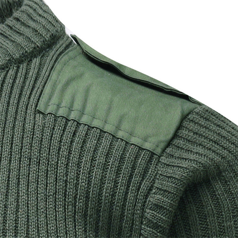Pull Tactique en Laine pour Homme – Pull Tricoté à Manches Longues, Patchwork Rétro Vert, Col Rond (O-neck), Pull d’Hiver Vintage BLACKBEARD OUTDOOR INDUSTRIES