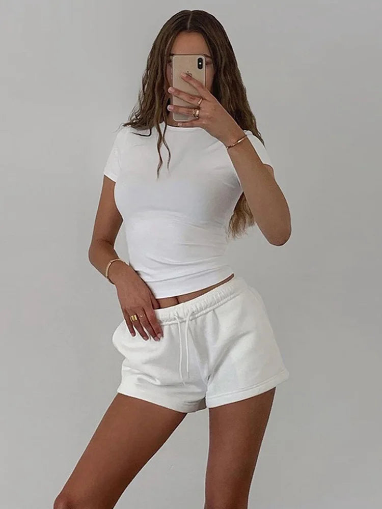 T-Shirt Court Femme Été 2025 | Col Montant – Uni, Extensible & Doux | Haut Basique Mode Casual - BLACKBEARD OUTDOOR INDUSTRIES