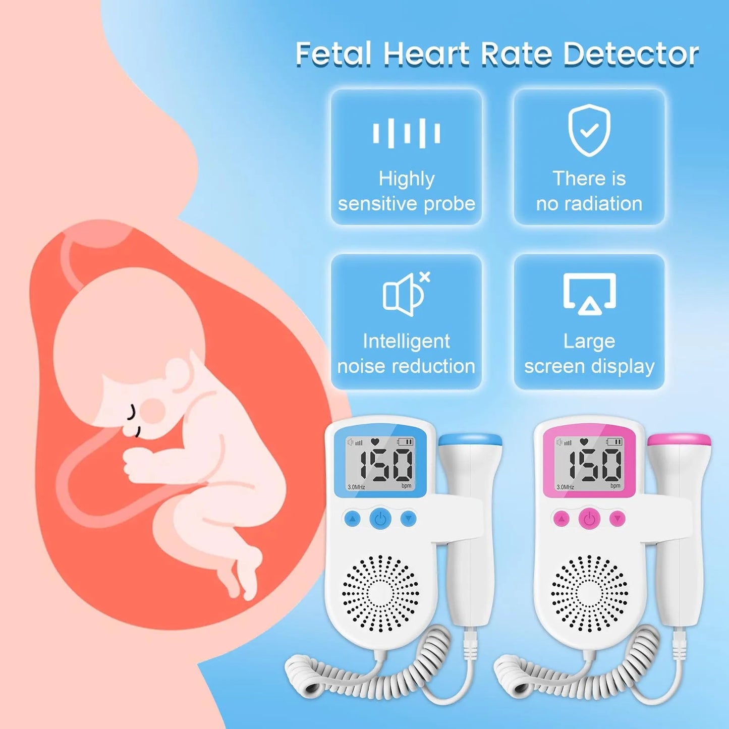 Détecteur de Rythme Cardiaque Fœtal JBMBHC – Doppler Ultrasonique Portable pour Grossesse Ma boutique