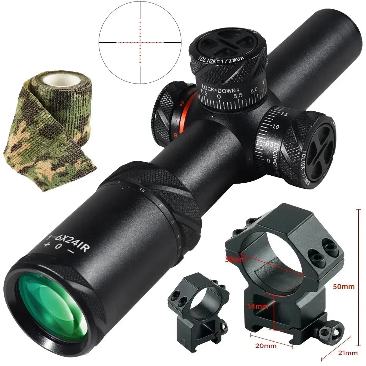 Viseur Tactique 1-6x24 IR pour Arbalète et Airsoft – Scope Compact SFP pour Fusil de Chasse et Tir de Précision, Rail 11/20 mm pour AR15 .223 Ma boutique