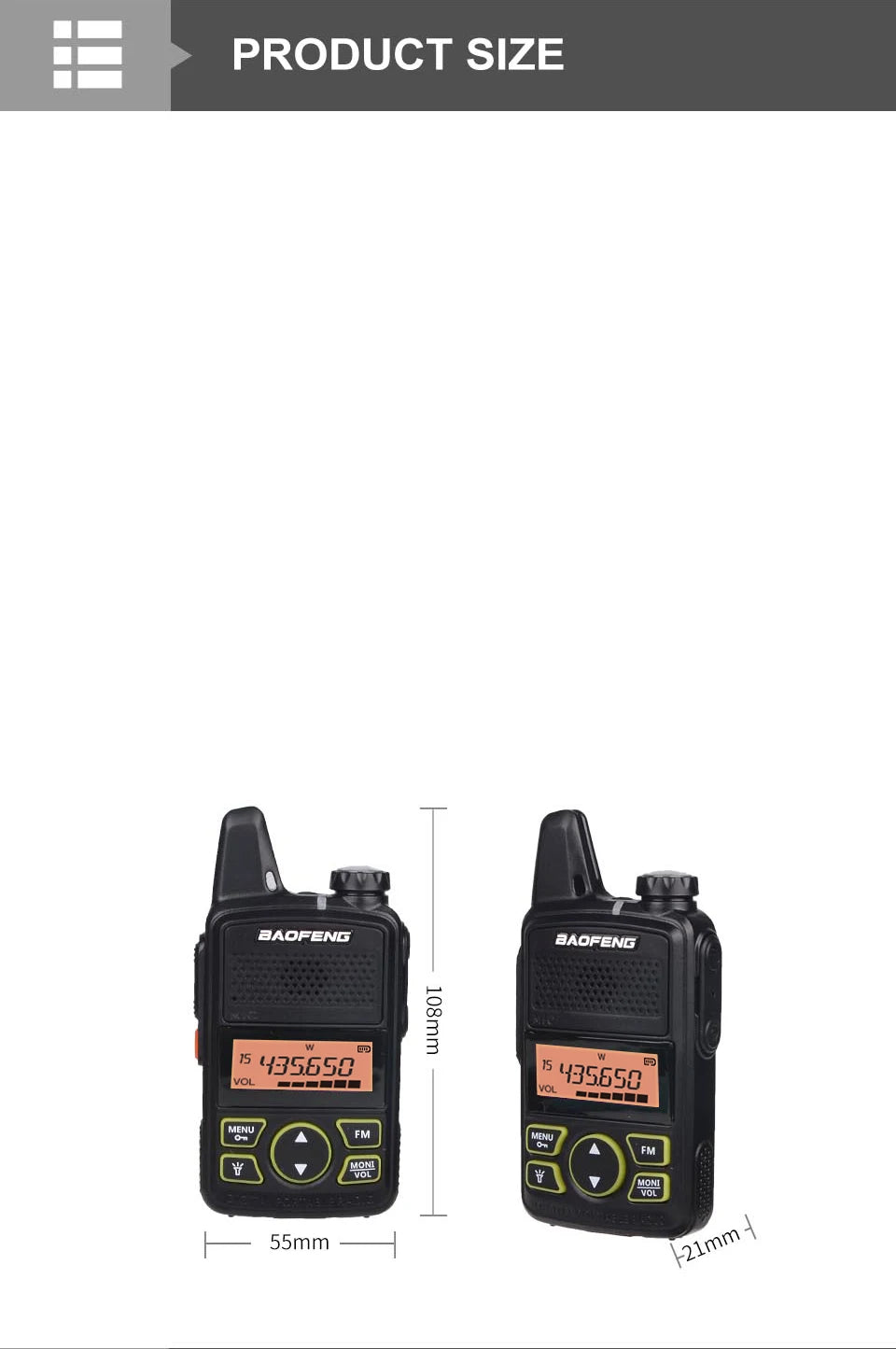 Talkie Walkie Baofeng BF-T1 UHF 20CH - Compact, Puissant et Pratique - BLACKBEARD OUTDOOR INDUSTRIES